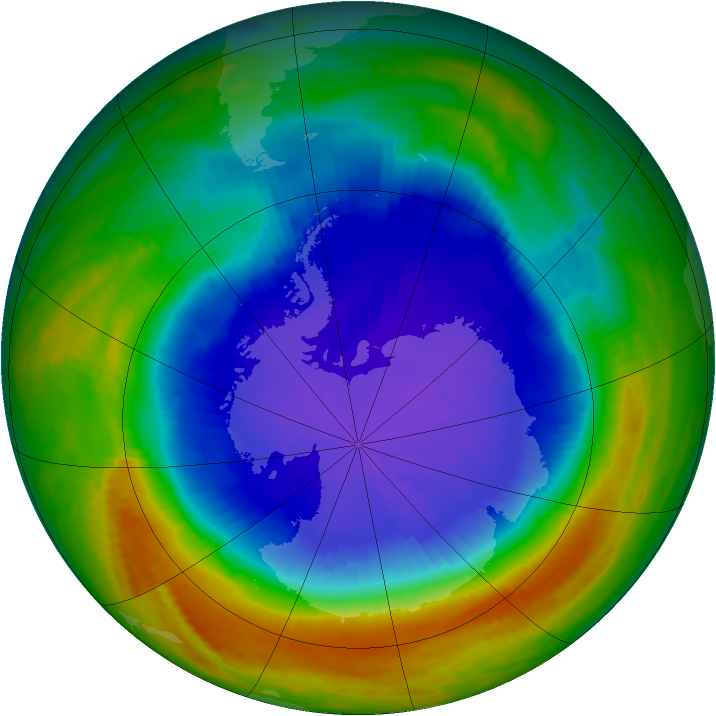 Antarctic ozone map for 14 October 1987